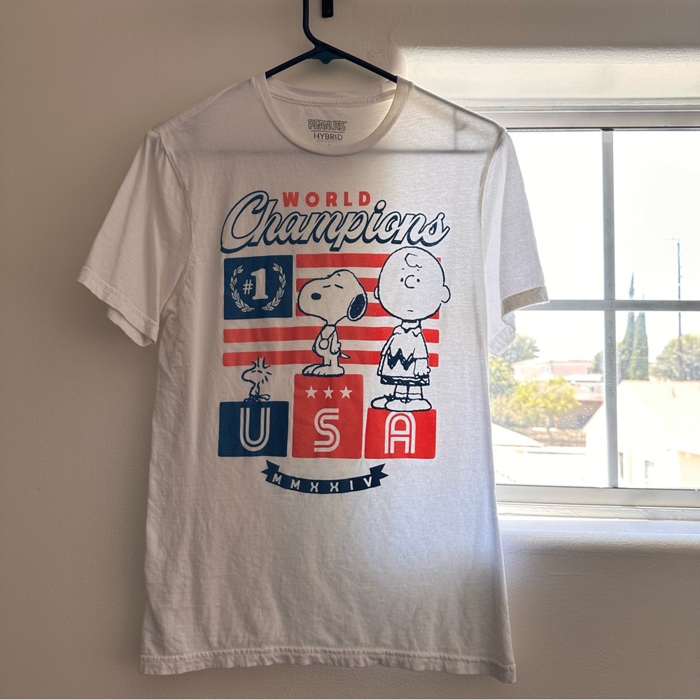 EUC Peanuts White USA World Champions Olympics Tee